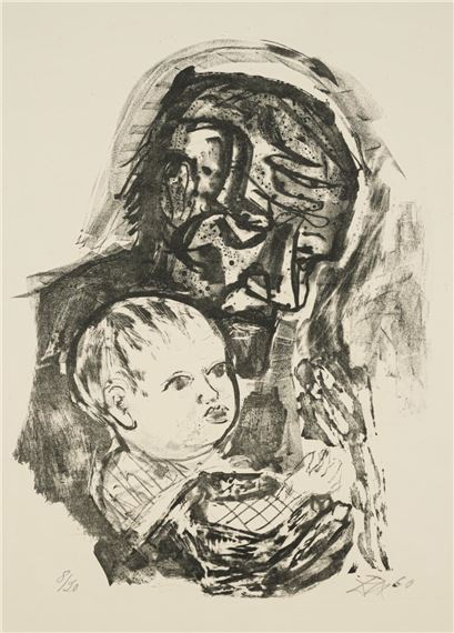 Alter Mann mit Kind by Otto Dix, 1960
