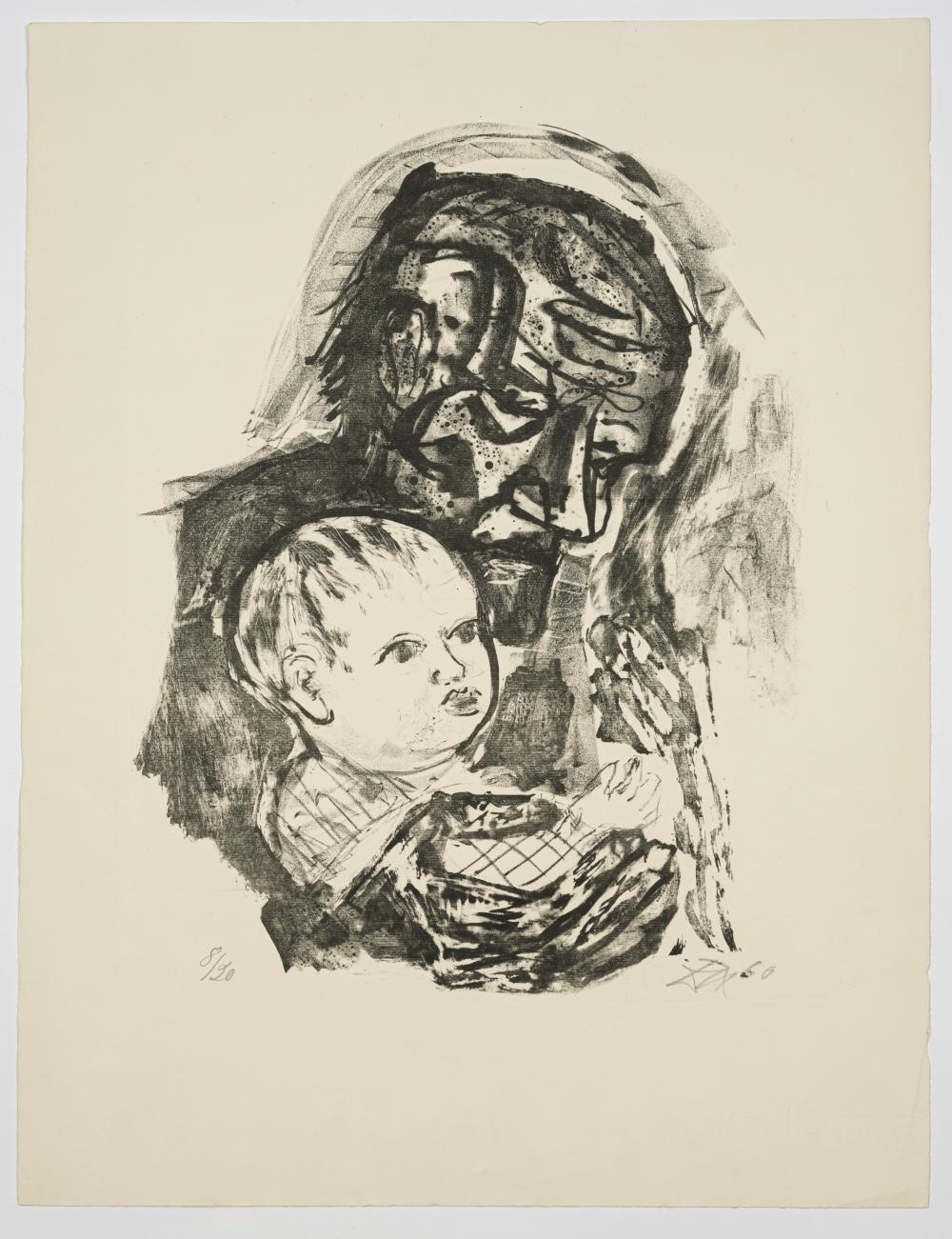 Artwork by Otto Dix, Alter Mann mit Kind, Made of Lithograph on wove paper