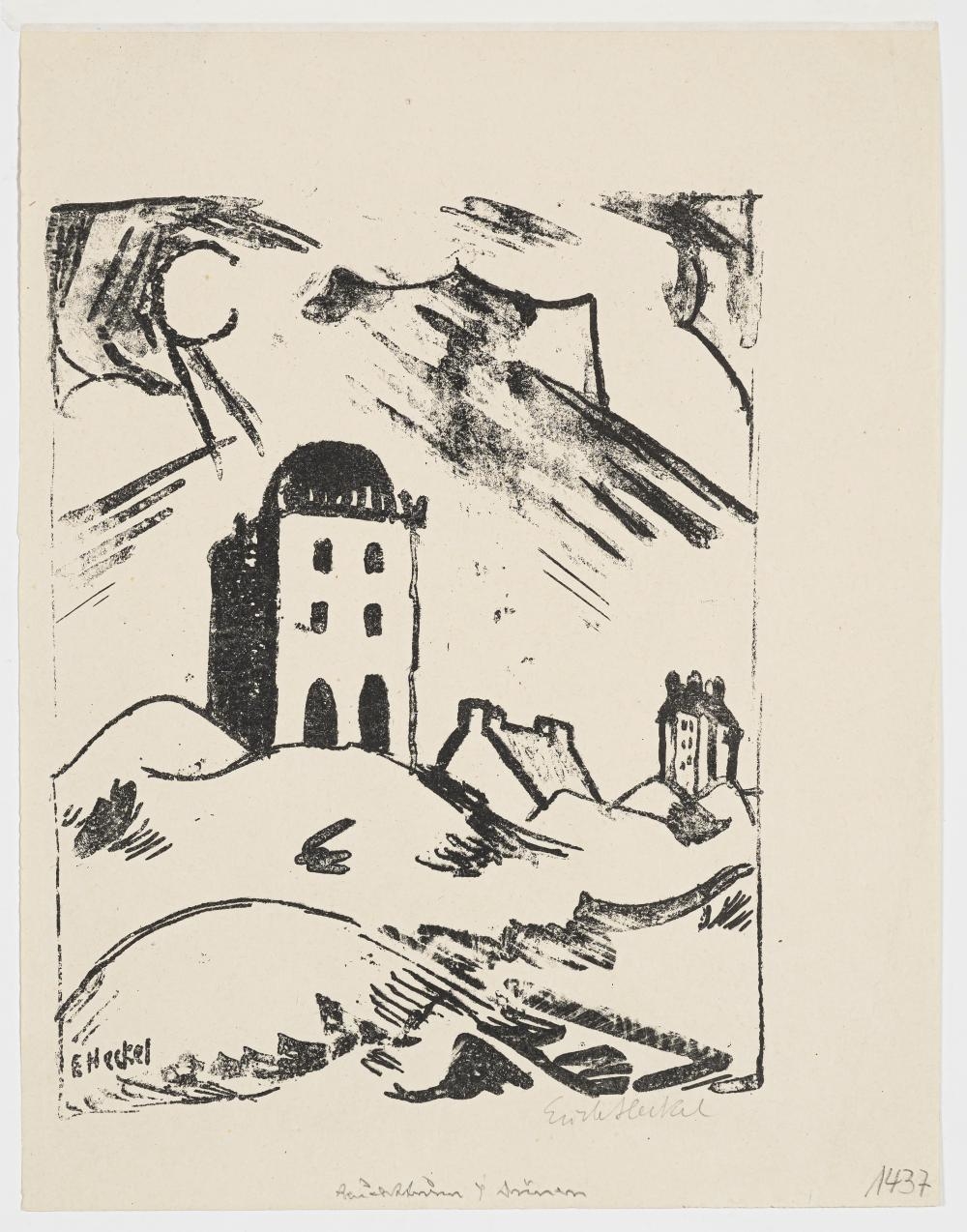 Artwork by Erich Heckel, Haus in den Dünen, Made of Lithograph on paper