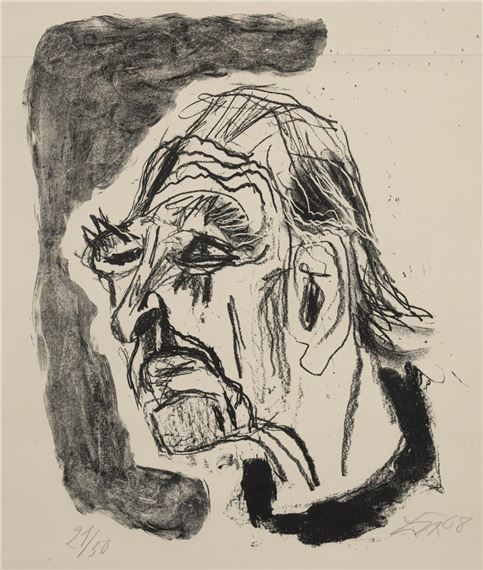 Selbstportrait (nach links, mit schwarzem Kragen)