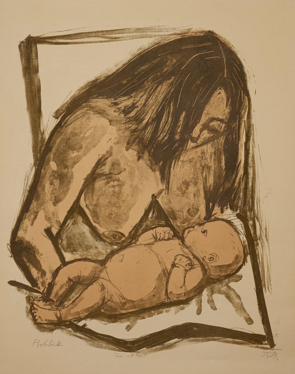 Artwork by Otto Dix, Mutter und Kind, Made of Lithograph on copperplate paper