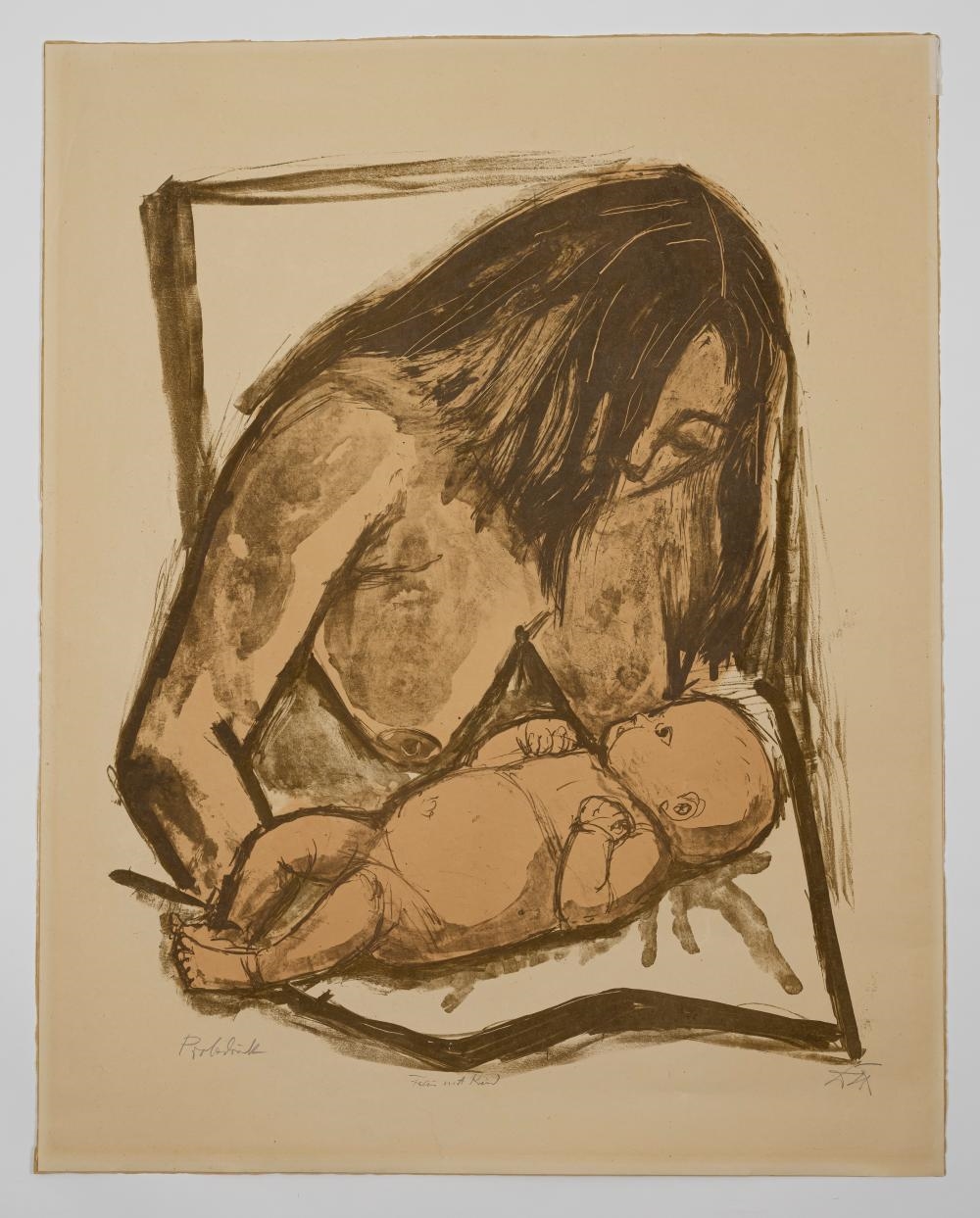 Artwork by Otto Dix, Mutter und Kind, Made of Lithograph on copperplate paper
