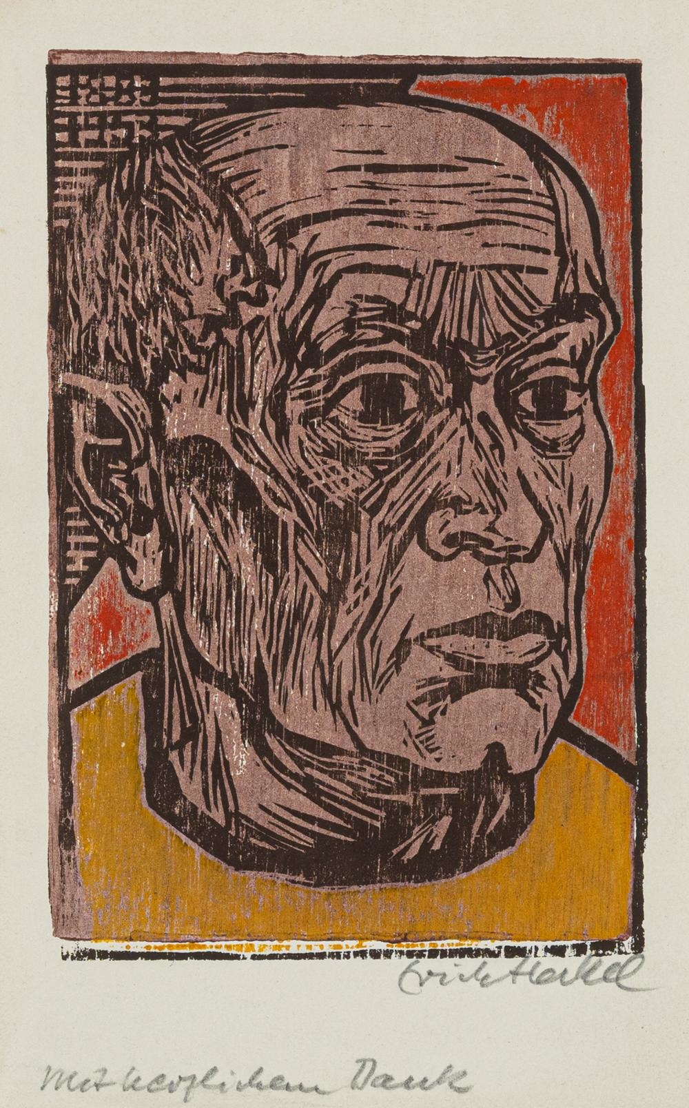 Artwork by Erich Heckel, Kopf, Made of Woodcut on hand-made paper