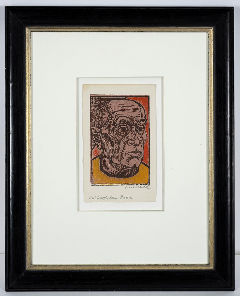 Artwork by Erich Heckel, Kopf, Made of Woodcut on hand-made paper