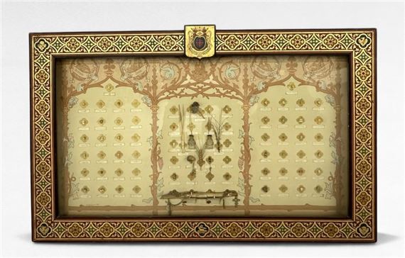 Important neo-Gothic reliquary frame containing 74 relics made of pebbles or plants from holy places in the Old and New Testaments - Ed. Boutillier