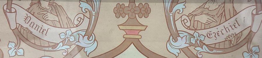 Artwork by Ed. Boutillier, Important neo-Gothic reliquary frame containing 74 relics made of pebbles or plants from holy places in the Old and New Testaments, Made of mounted on a panel