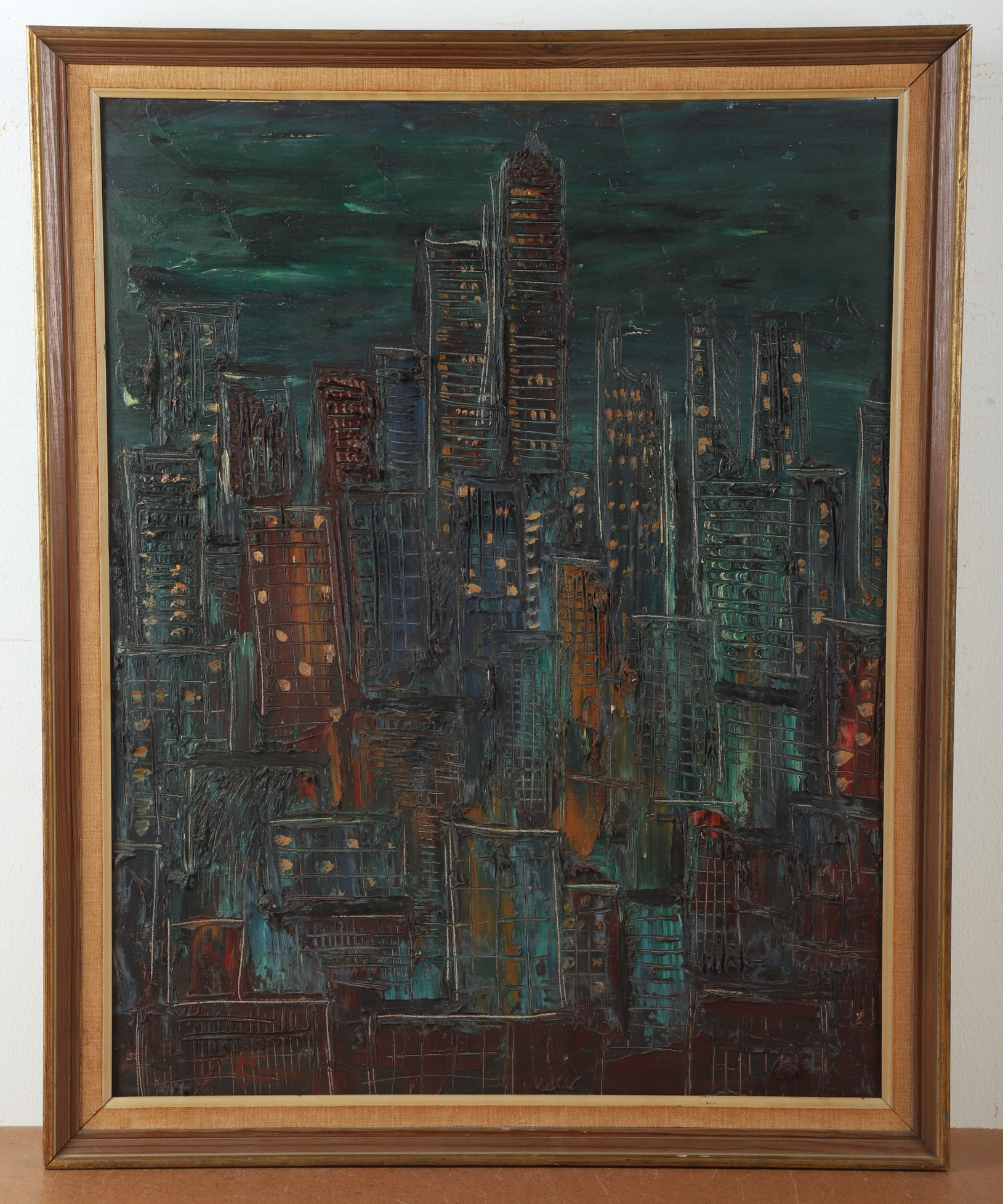 Artwork by Bata Protic, Mihailo Bata Protich Abstract Cityscape Painting, Made of thick impasto oil on canvas