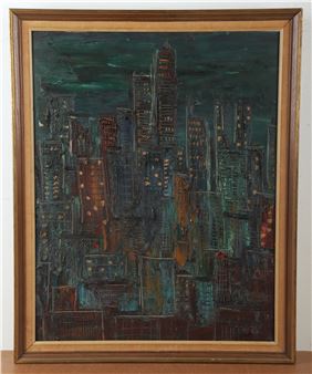 Mihailo Bata Protich Abstract Cityscape Painting - Bata Protic