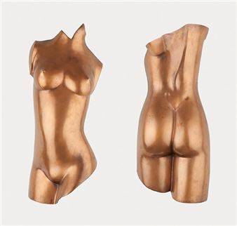 Sculptures en bronze à patine brune (lot de deux): Recto-verso (corps de femme - Emiel de Block