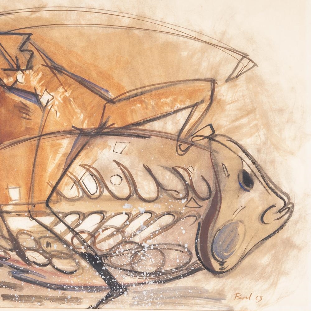 Artwork by Maurice Boel, two drawings, Made of mixed media on paper