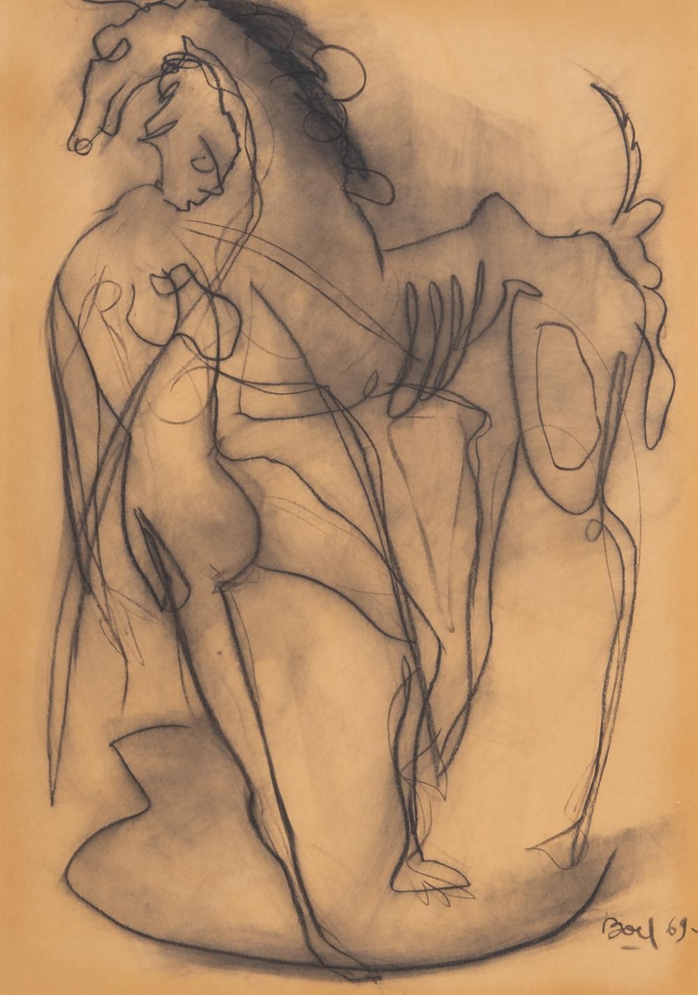 Artwork by Maurice Boel, two drawings, Made of mixed media on paper