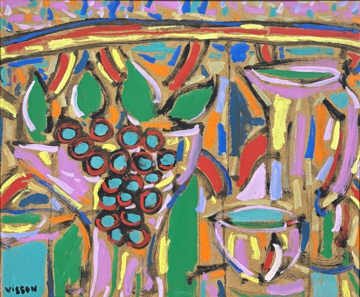 Philippe Visson | Philippe VISSON (1942-2008) Green grapes Oil on ...