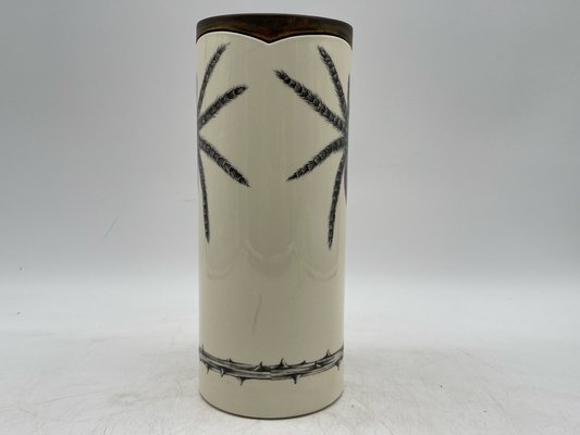 Artwork by Laura Zindel, Laura Zindel Tarantula Ceramic Vase, Made of ceramic vase having thorn painted decoration