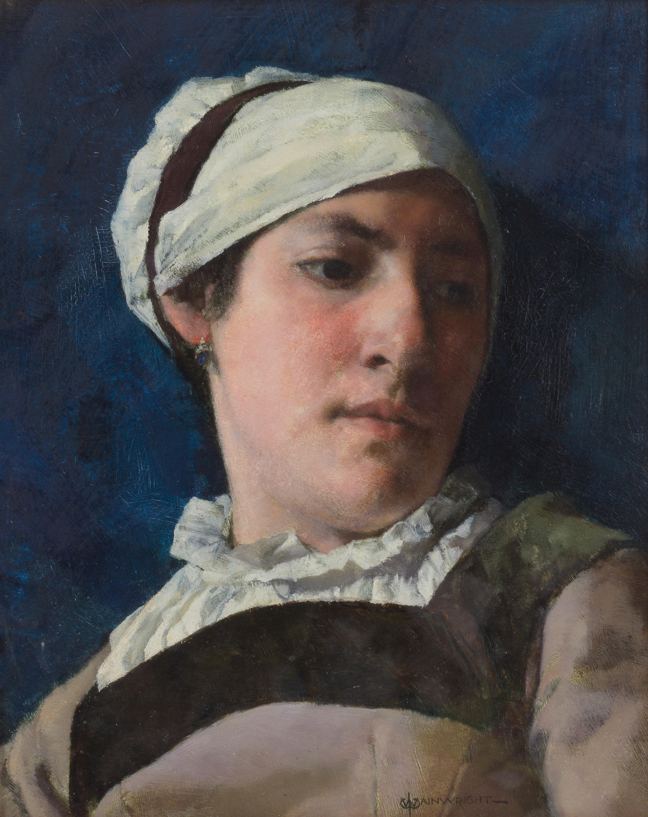 Artwork by William John Wainwright, Portrait of a maid, Made of oil on panel