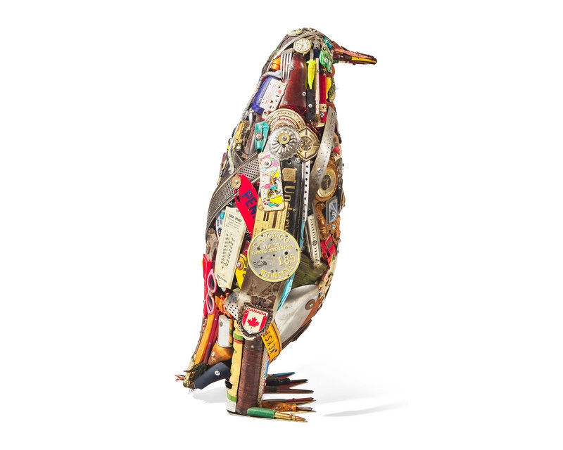 Artwork by Leo Sewell, 
Penguin, Made of assemblage