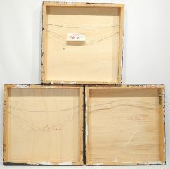 Artwork by William Lachance, Vermillion Eli (Triptych), Made of Encaustic & Oil on Panel