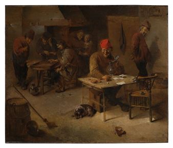Peasants Drinking and Playing Tric-Trac - Abraham Diepraam