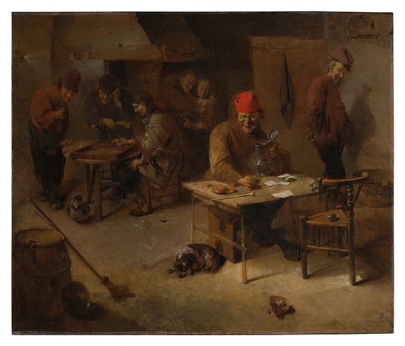 Peasants Drinking and Playing Tric-Trac - Abraham Diepraam