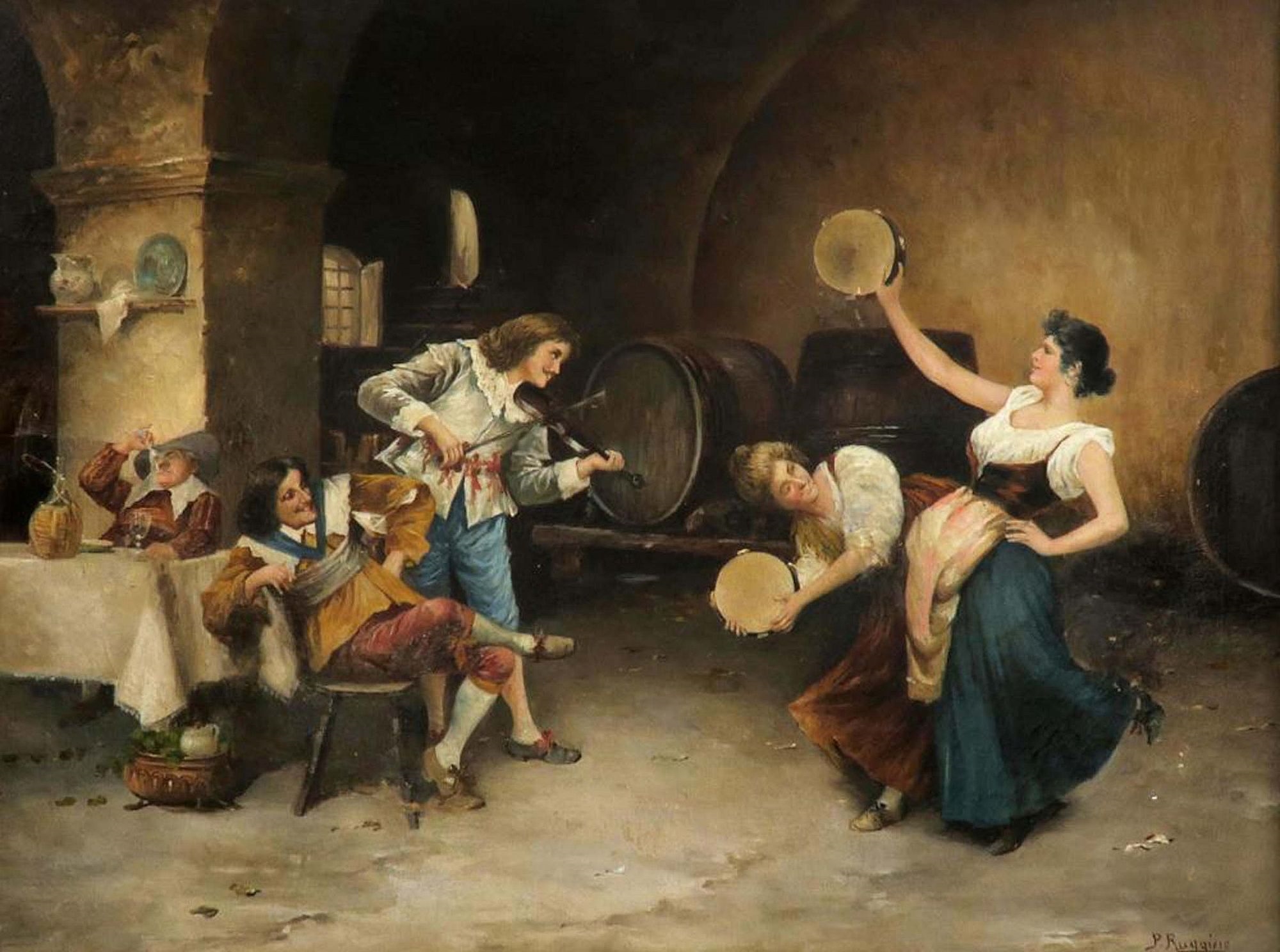 Pasquale Ruggiero | Italian (1851-1916) Pair of Oil on Canvas. Tavern ...
