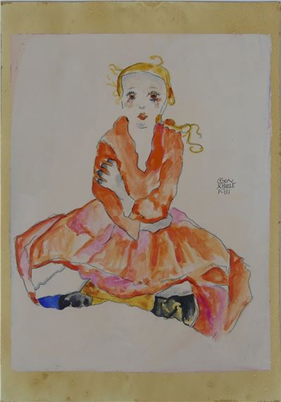 SEATED GIRL by Egon Schiele, dated 1911