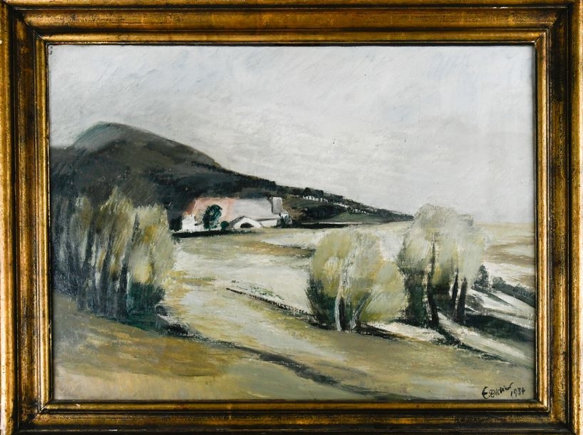 Artwork by Émile Didier, Paysage vallonné aux grands arbres, Made of oil on canvas