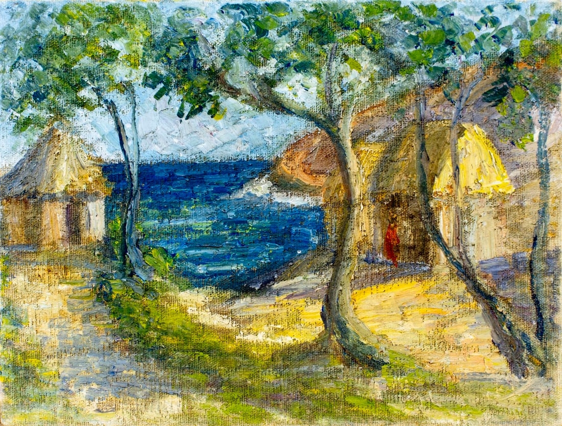 Hildegarde Hamilton | Coastal Landscape with Huts | MutualArt