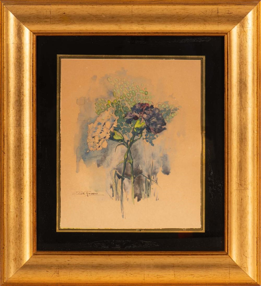 Artwork by Carlos Pinto Ramos, Carlos PINTO RAMOS (1905-1961) Flores Aguarela sobre papel Assinada Dim. aprox.: 30, Made of Aguarela sobre papel