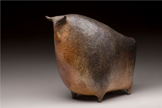 Bull Exceptional sculpture in ochre-tinted by François Raty, 1954