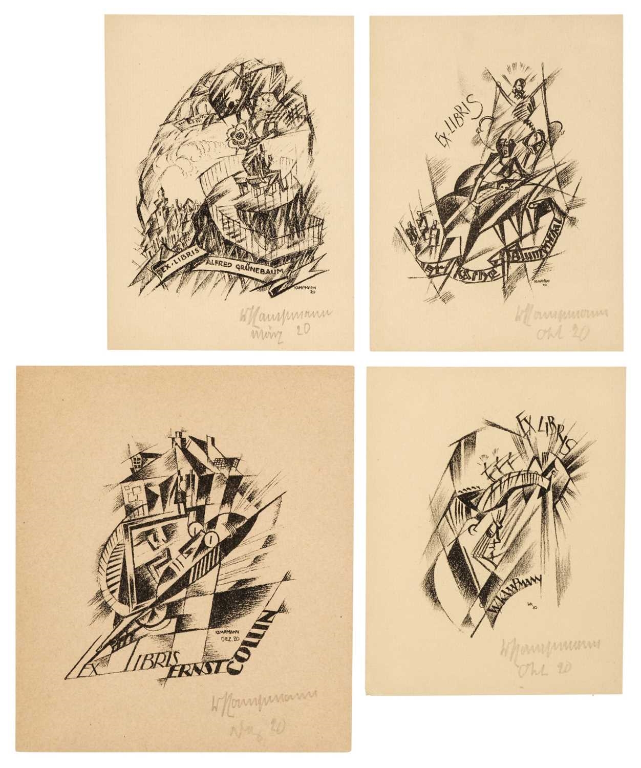 Artwork by Walter Kampmann, Ex-libris, Made of lithographic bookplates on thin wove paper