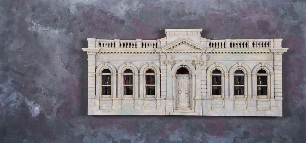 Artwork by John Radford, Untitled, Made of acrylic on plaster on canvas on board; found objects, lightbulbs and electrical wiring