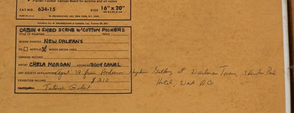 Artwork by Chela Morgan, Cabin and Shed Scene, Made of Acrylic on Canvas Board