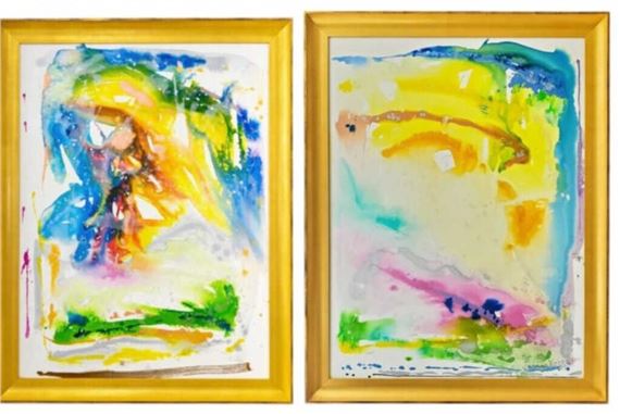 Howard Lamar | B. 1950) - Two original oil on canvas abstract paintings ...