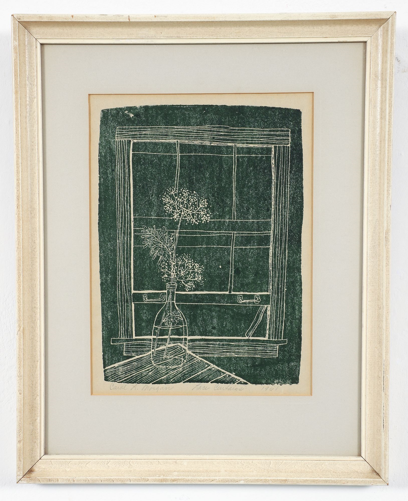 Artwork by Carol Morgan, Lace Curtains, Made of linocut