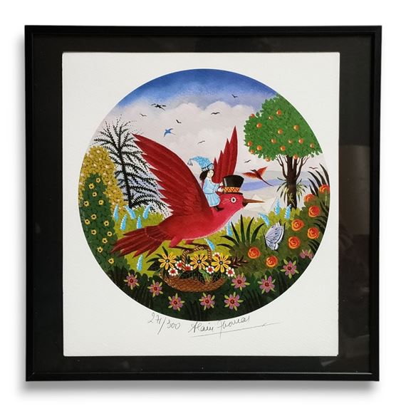 L'oiseau en vol Lithographie by Alain Thomas