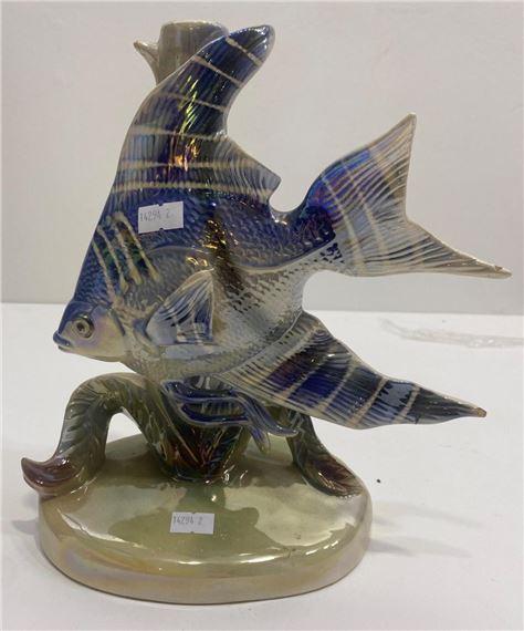 Jema Holland | A Jemma Holland Lustre Ware Angel Fish Form Lamp