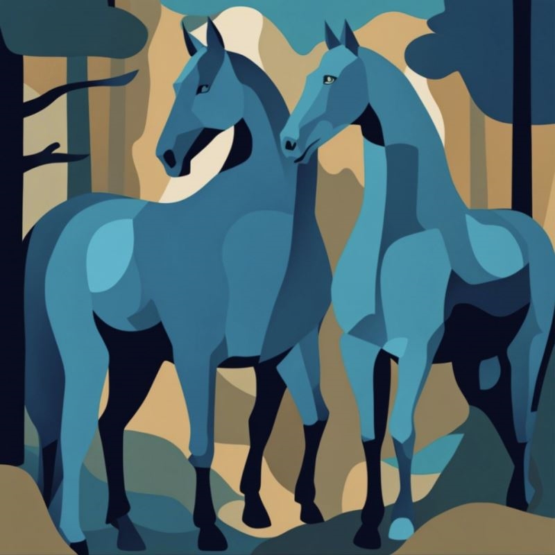 Artwork by Grupa Three Art, Horse duo, Made of Acrylic, Canvas