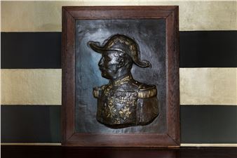 early 20th century French a bronze relief-cast portrait plaque of a Belgian general - Albert Desanfans