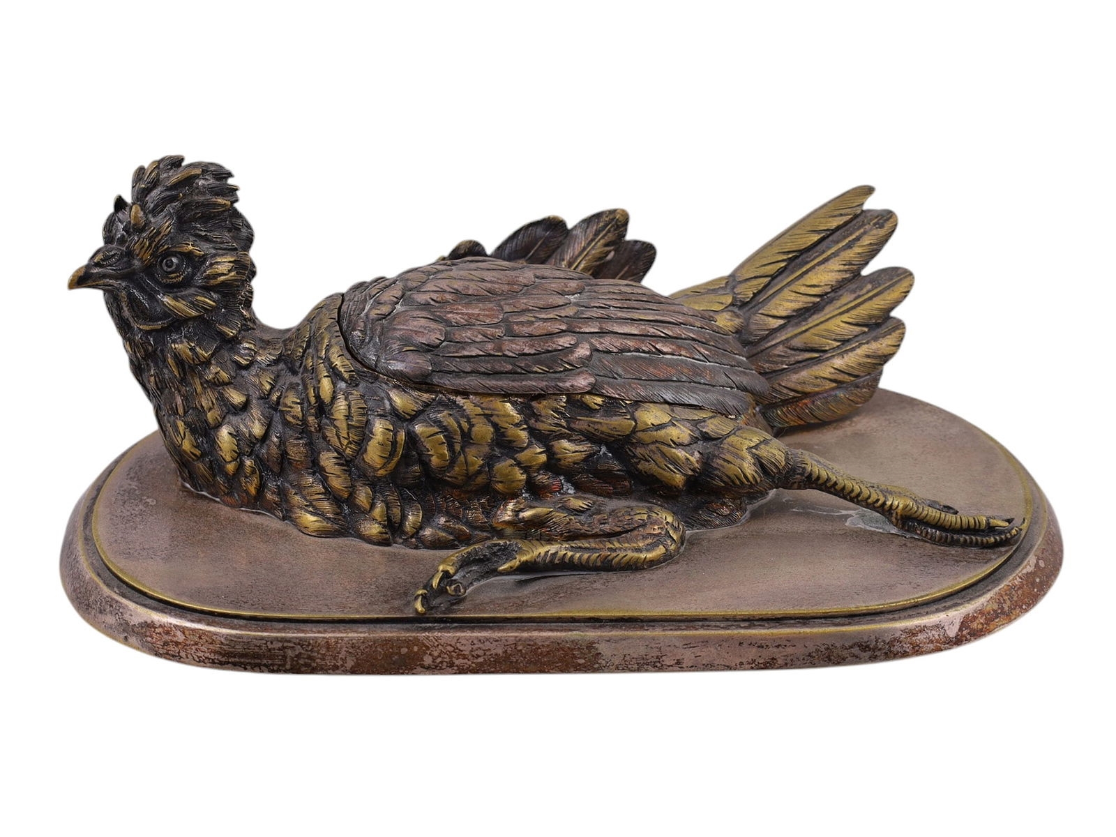 Chicken | FRENCH SILVERED BRONZE CHICKEN-FORM INKWELL, LATE 19TH ...