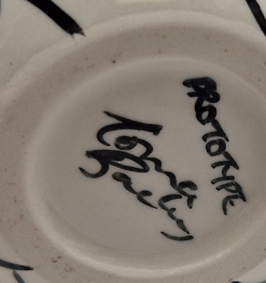 Artwork by Lorna Bailey, LORNA BAILEY 19cm TRI-ORB JUG IN THE LONGPORT WHARF DESIGN (Prototype) (Available On The Lorna Bailey Open Day 25.09.04) Signed By Lorna Bailey (Extremely Rare), Made of porcelain