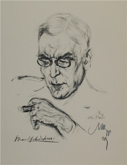 Karl Schönherr (1867-1943). Brustbild. Lithogr. auf geripptem Papier by Emil Stumpp, 1927