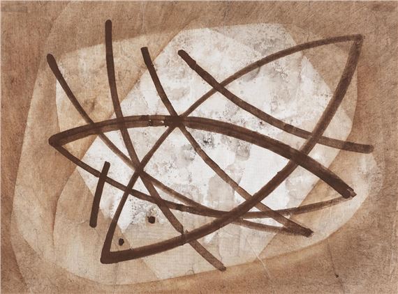 Kurvige Übermalung in Braun by Hermann Glöckner, datiert "17