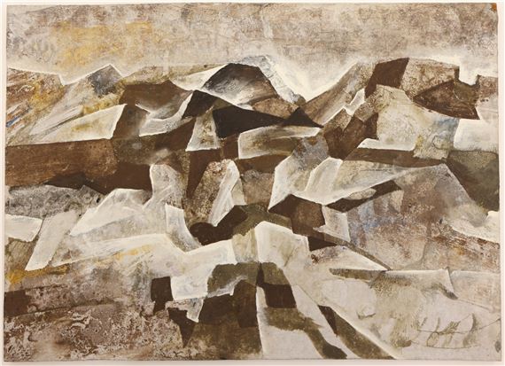 Neil Meitzler ''Chocolate Mountains'' 1960's Casein on Masonite 8''x11 by Neil Meitzler, 1960s