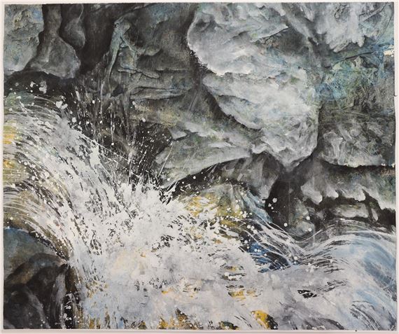 Neil Meitzler ''Blue Rock Splashes'' 1954 Casein on Paper 17.5''x21