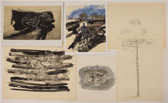 6pc Neil Meitzler 1970's Artworks & Drawings 23''x29'' Largest