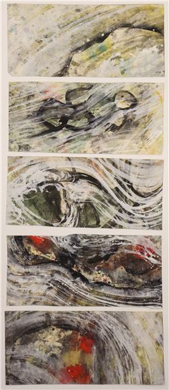 5pc Neil Meitzler 1950's Small Abstracts Casein on Paper