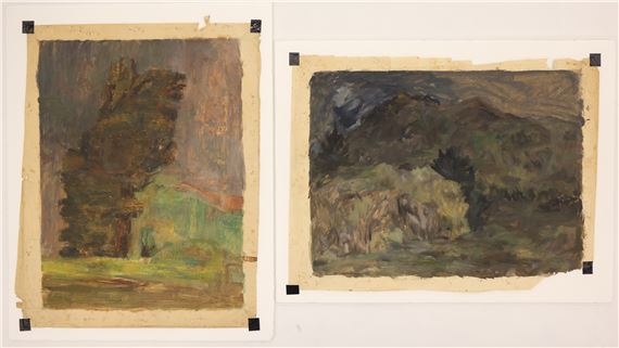 Arthur Runquist | 2pc Arthur Runquist Dark Landscapes Oil on Paper 13 ...