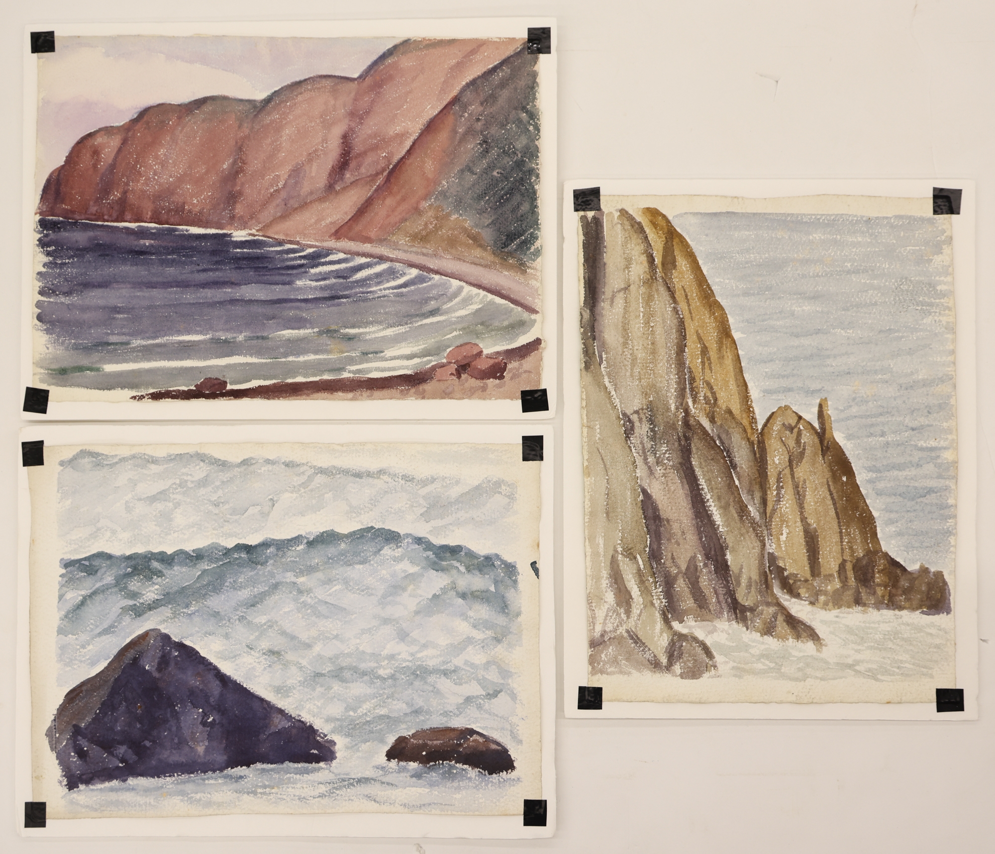 Arthur Runquist | 3pc Arthur Runquist Seascape Watercolors 11''x15 ...