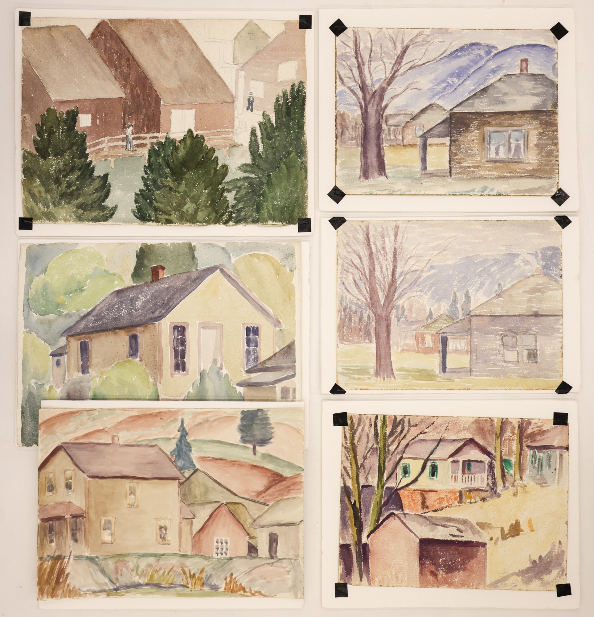 Arthur Runquist | 6pc Arthur Runquist Rural Scene Watercolors on Paper ...