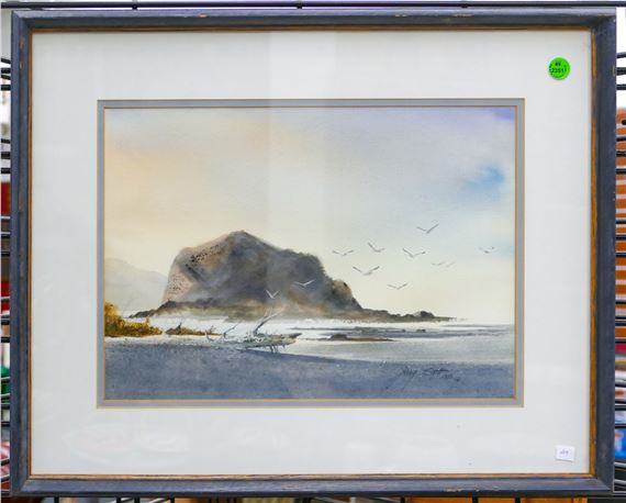 Jerry Stitt ''Coastal View'' 1979 Watercolor on Paper Framed 17''x21 by Jerry Stitt, 1979