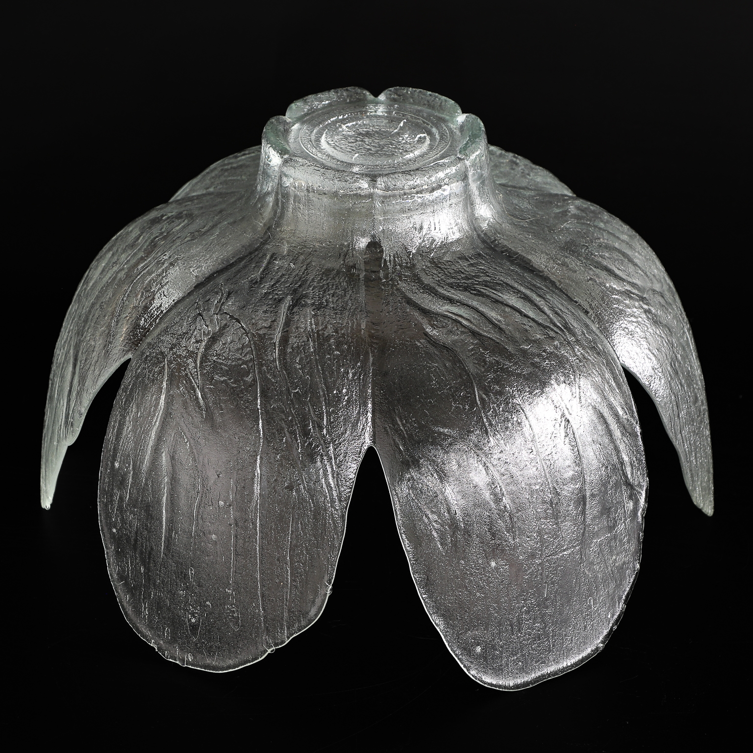 Large | Large Textured Glass Flower Form Bowl | MutualArt